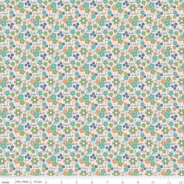 Riley Blake - Farmer's Daughter by Lori Holt C17161-Seaglass Daisy | SOLD BY THE HALF-YARD